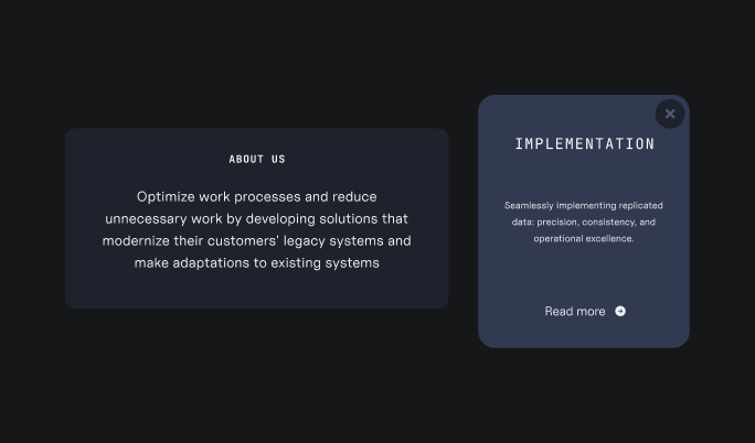 Correct dark mode composition using black tints and white text.